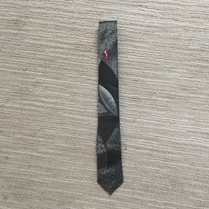 Silver skinny tie - cranberry, blue, silver accent